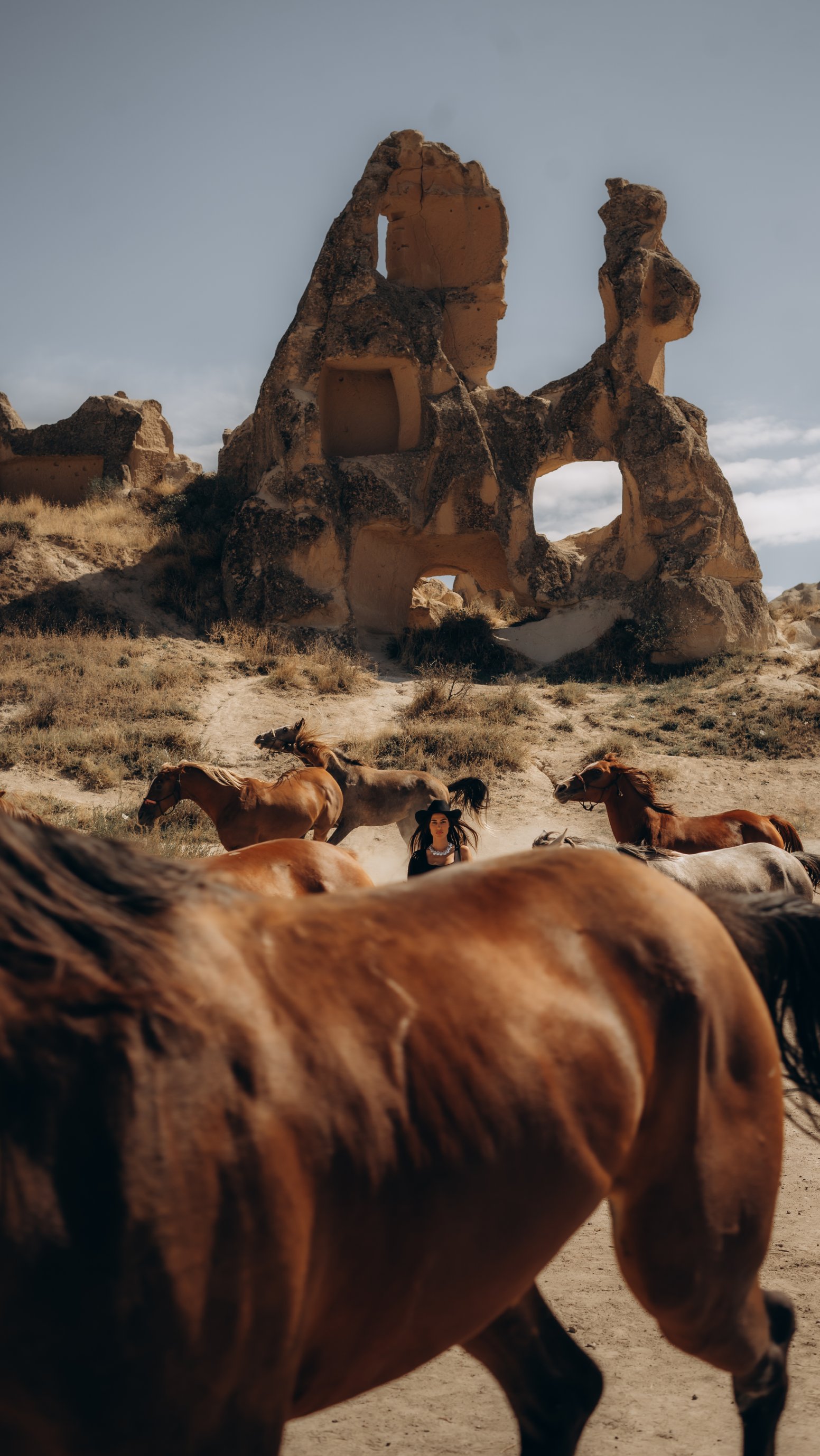 Caught Between Running Horses  in Göreme | Türkiye Private Tour